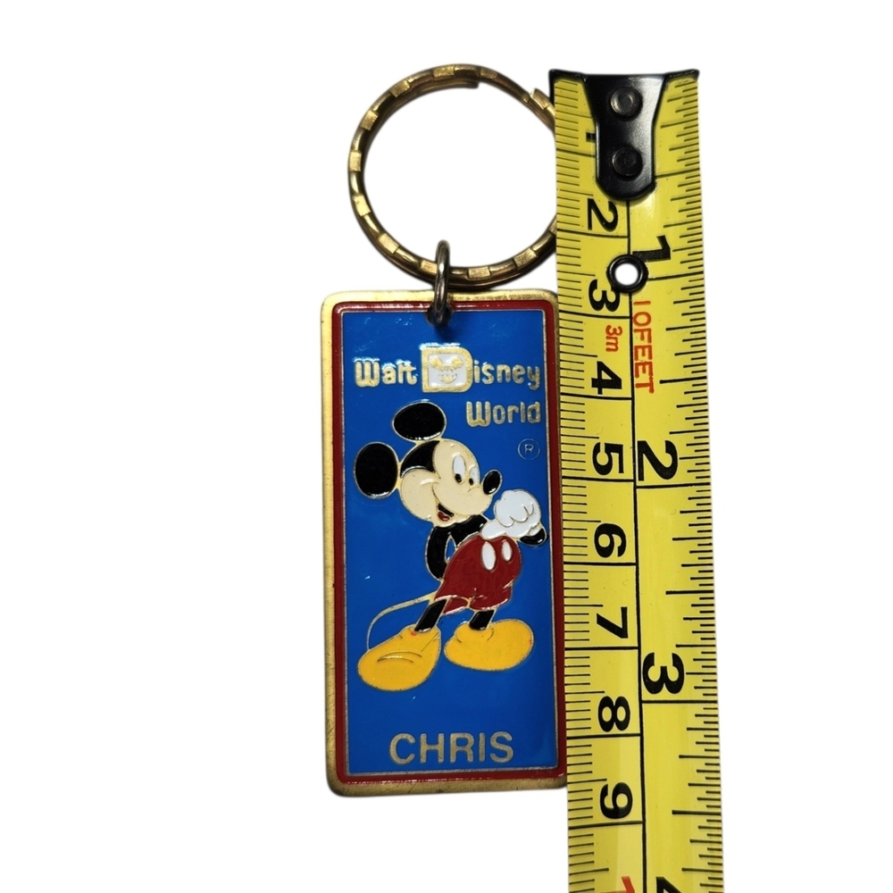Vintage Walt Disney World Mickey Mouse Keychain - Name "CHRIS" - Blue Enamel 80s - Picture 6 of 6